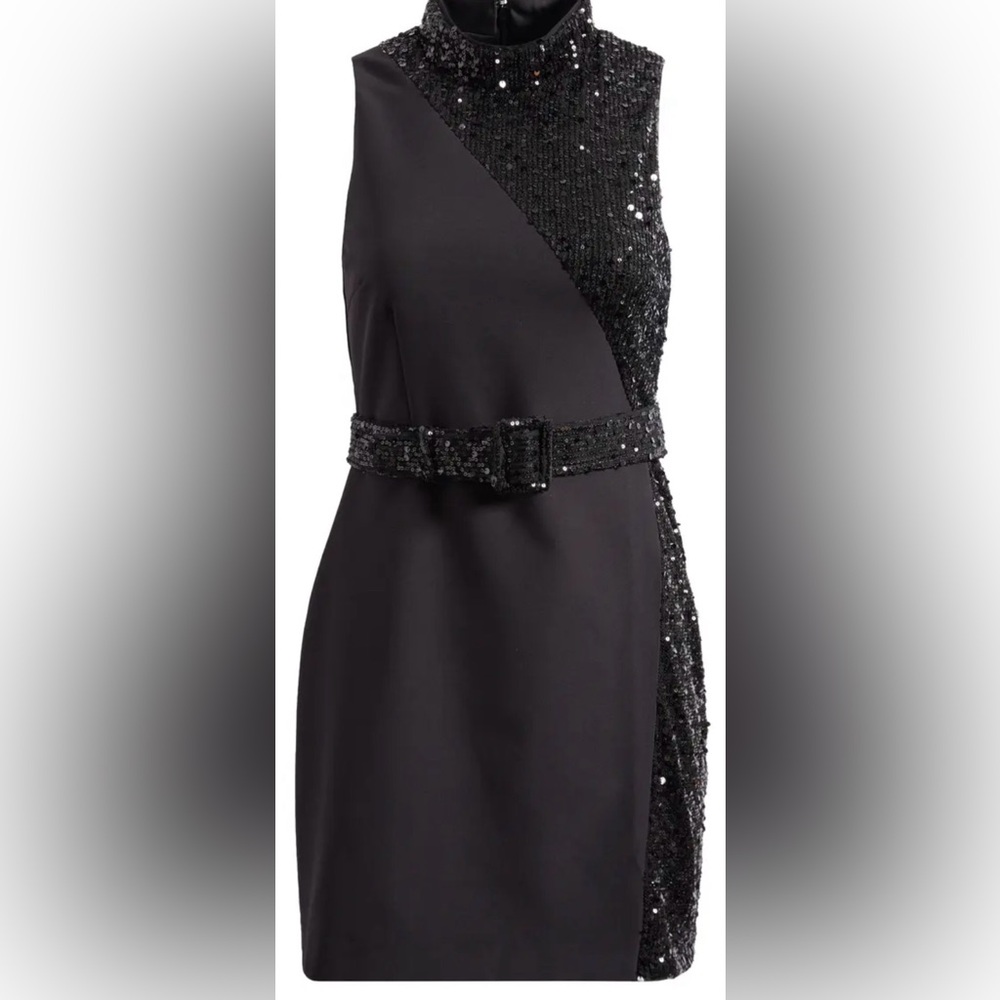 Sequin Belt Mini Dress - Black New w/Tags
